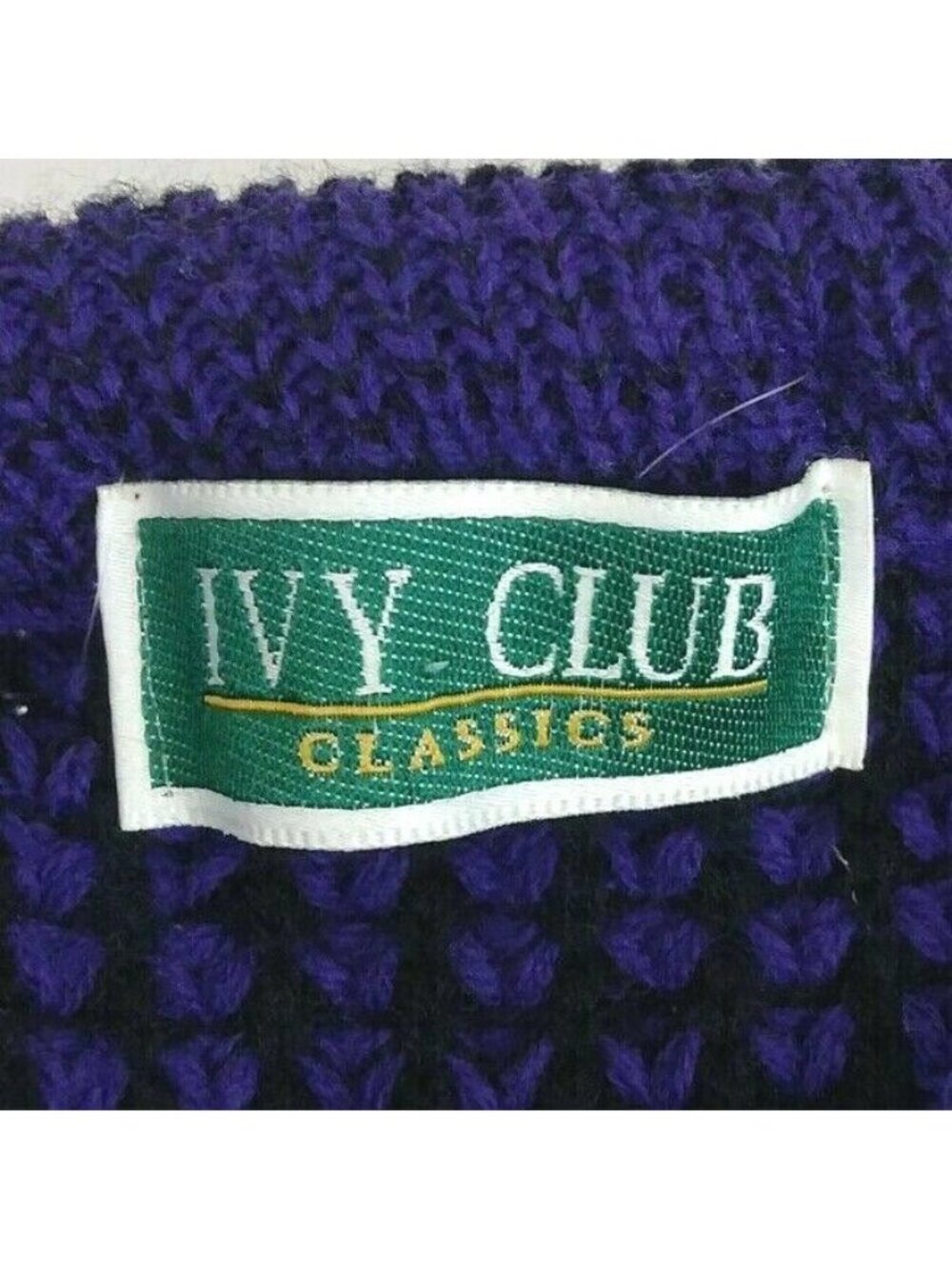 Vintage Ivy Club Classics Women's Dark Purple & Black Sweater Size 2XL - Picture 3 of 5
